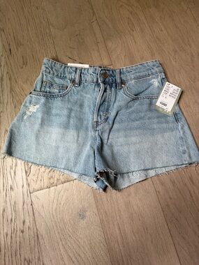H&M Light Blue Distressed Denim Cutoff Shorts